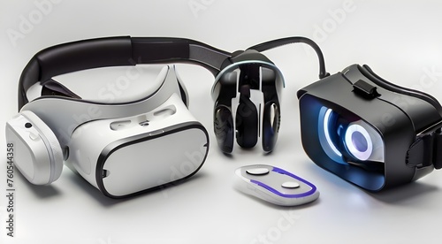 virtual reality accessories on white background