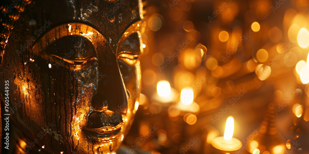 Close-Up of Golden Buddha Face