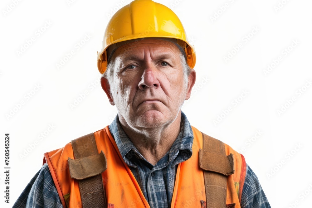 Construction worker looking to camera. isolated on white background Construction worker looking to camera. isolated on white background