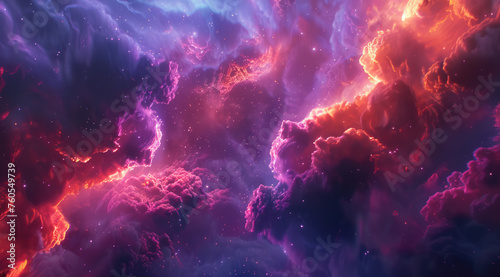 Surreal pink and purple space cloudscape