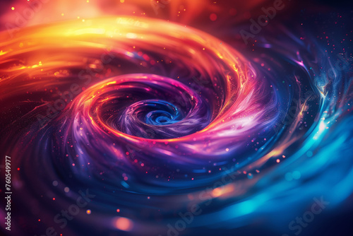 Cosmic Vortex: Colorful Spiral Waves and Multicolor Swirls Explosion, Abstract Futuristic Digital Background