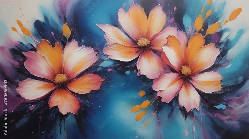 abstract flowers merging and blending together in a dynamic fluid background abstract flowers merging and blending together in a dynamic fluid background