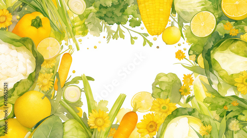 緑黄色野菜の背景フレーム