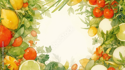 緑黄色野菜の背景フレーム