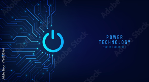 Futuristic power button security cyber connection technology. Cyber security concept abstract background futuristic Hi tech style. Information privacy idea. Vector and Illustration.