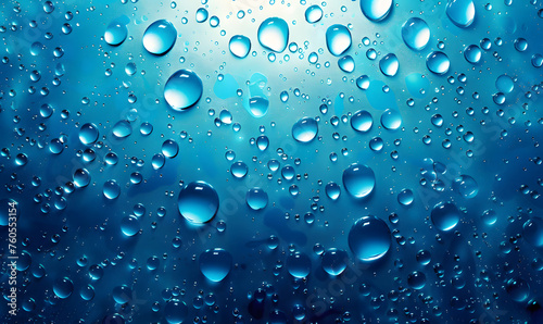 backdrop Water drops on a blue background, Generative AI 