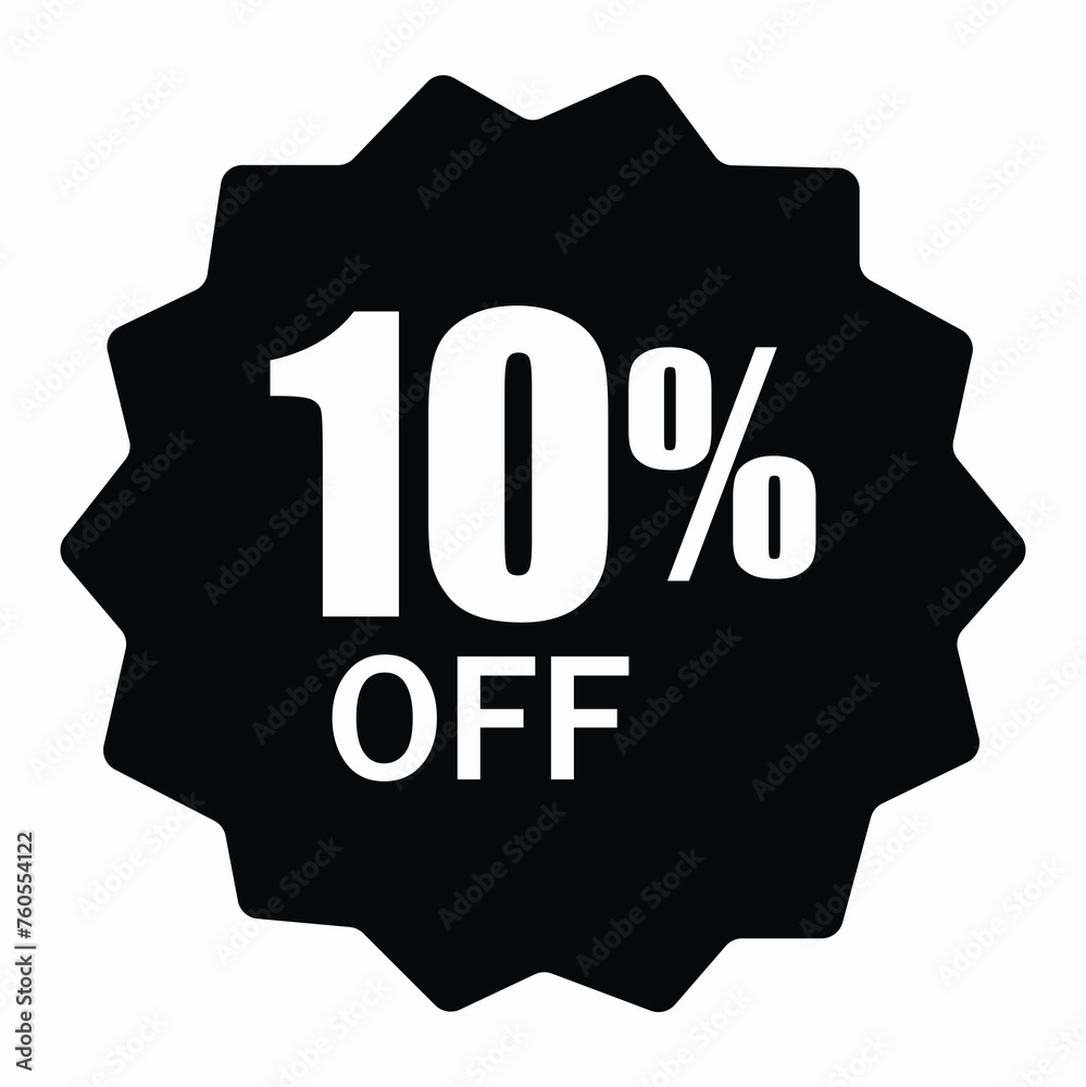 10 percent off badge isolated on white background