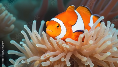 A Colorful Clownfish Seeking Refuge In The Safety