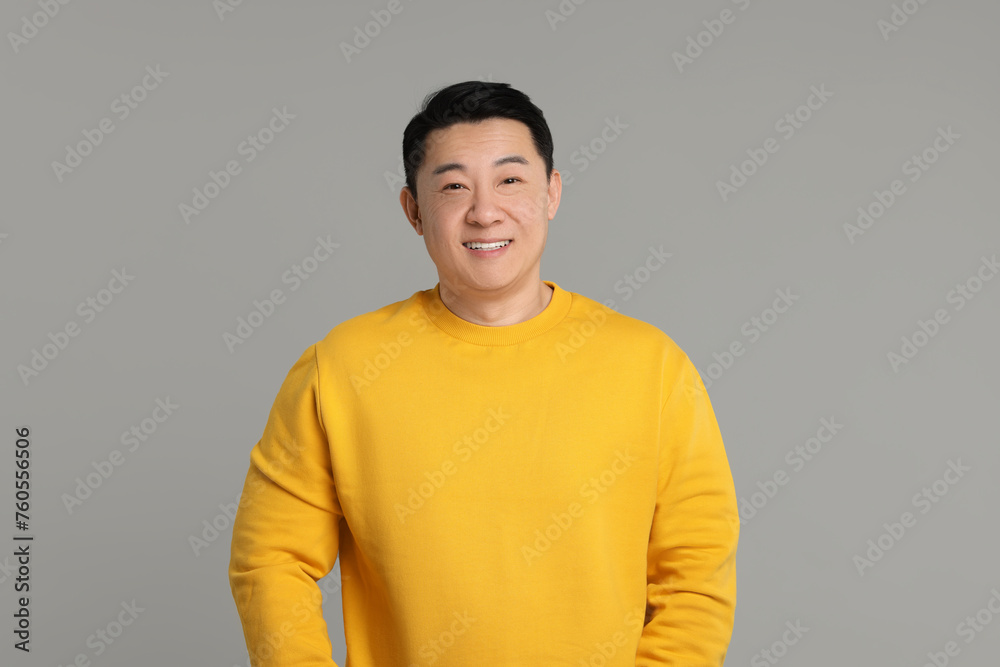 custom made wallpaper toronto digitalPortrait of happy man on grey background