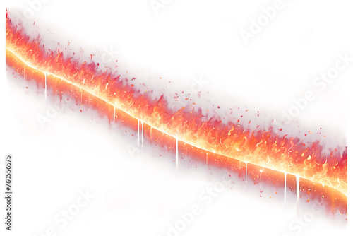 Rope burning. fire line isolated on a transparent background