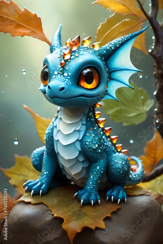 Beautiful little sweet dragon in a fantastic world. © Maniockus