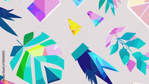 Vector graphics of colorful leaves. Loop Background Animation