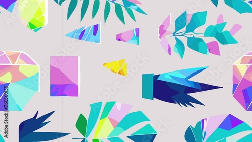 Vector graphics of colorful leaves. Loop Background Animation