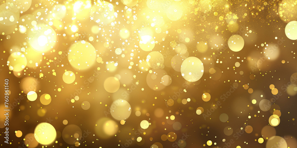 Abstract yellow glitter background with bokeh and light effect for ...