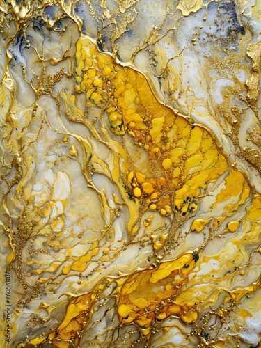 Ink Abstract: Sunny Yellow Paint, Watercolor Stone and Liquid Marble Texture, Modern Gold Glitter Yellow Design Splash - Design Template, Wallpaper, Background - Artistic Luxury for Creative Projects