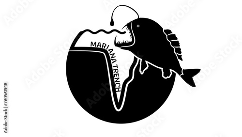 Mariana Trench, black isolated silhouette