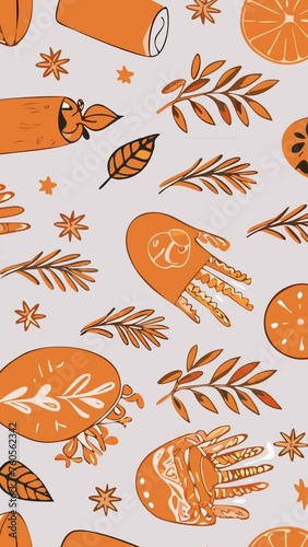 Vector graphics of seamless orange pattern. Loop Background Animation