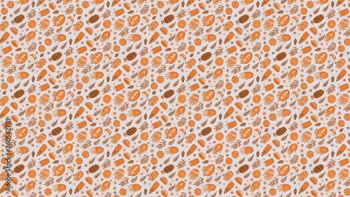 Vector graphics of seamless orange pattern. Loop Background Animation