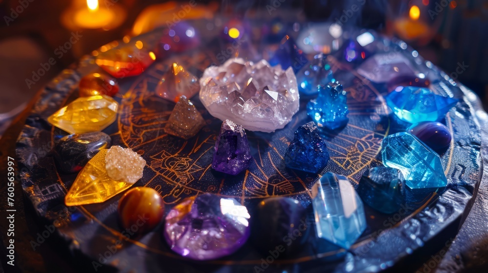 Healing chakra crystal grid therapy. Rituals with gemstones for wellness, healing, meditation, destress, relaxation, mental health, spiritual practices. Energetical power concept Healing chakra crystal grid therapy. Rituals with gemstones for wellness, healing, meditation, destress, relaxation, mental health, spiritual practices. Energetical power concept