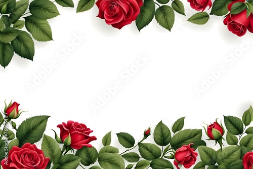 border fame made of flowers and leaves pattern with blank text space isolated on white