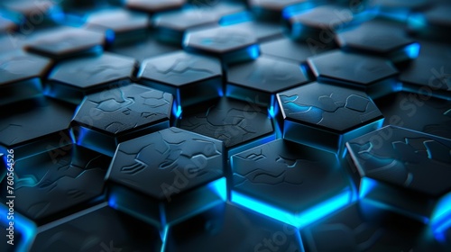 Hexagon with blue glowing light wallpaper