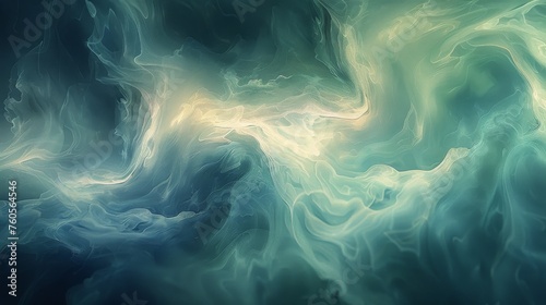 Abstract Painting of Blue and Green Waves