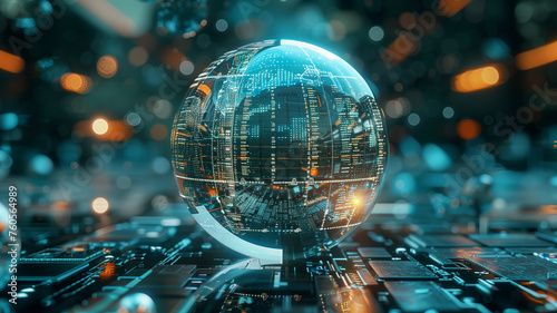 A mystical orb containing a complex e-commerce network, surrounded by protective spells depicting cybersecurity layers, Fantasy, Minimal, Clean, 3D Render, Photographic Style, Close Up,