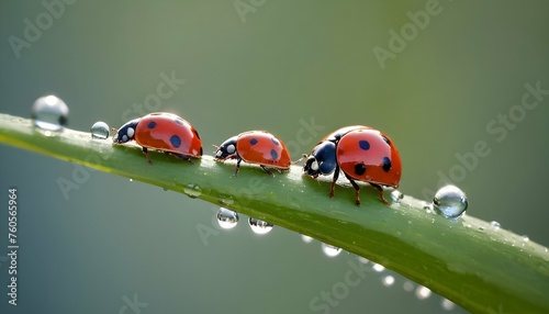 Ladybugs Gathered Around A Droplet Of Water