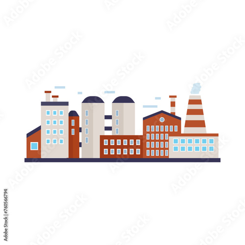 Factory building, power electricity, industry manufactory buildings flat icon isolated vector illustration