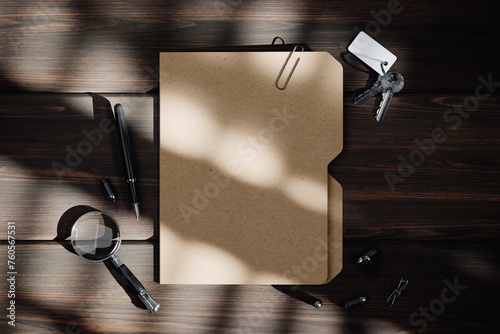 Paper kraft secret folder mockup. 3D rendering