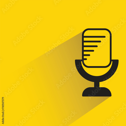 microphone icon with shadow on yellow background
