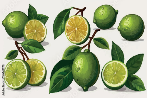 Vector abstract illustration of a lime. An isolated set for your design of postcard, menu, banner, poster, advertisement and other.