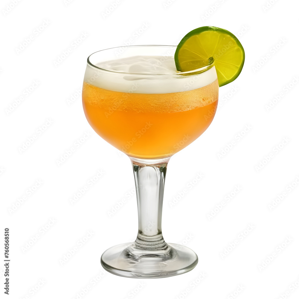 An Isolated Irish Sour Cocktail Drink, Transparent Background, PNG