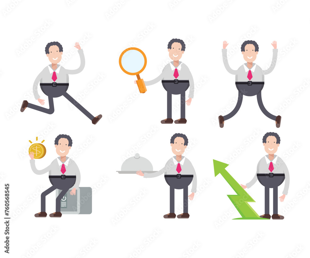 businessman character in various poses vector illustration businessman character in various poses vector illustration