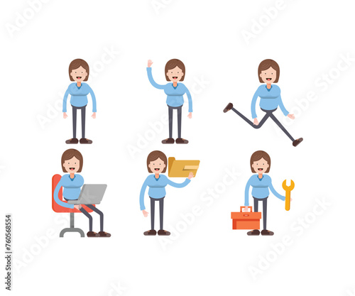 girl students in various poses vector illustration