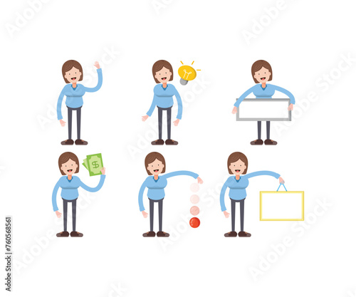 girl students in various poses vector illustration