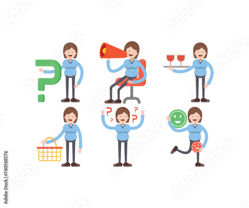 girl students in various poses vector illustration