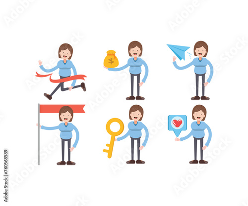 girl students in various poses vector illustration