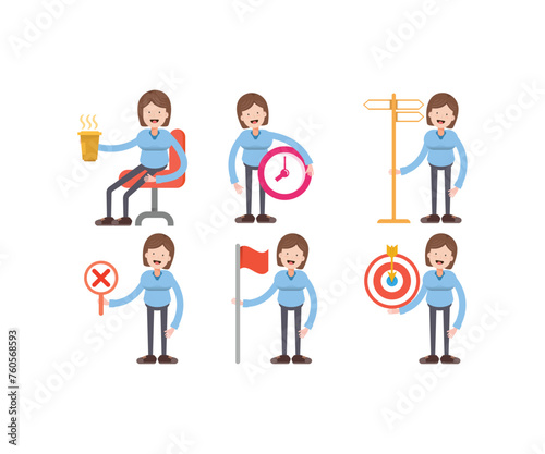 girl students in various poses vector illustration