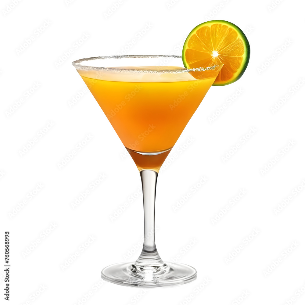 An Isolated Mango Martini Cocktail Drink, Transparent Background, PNG