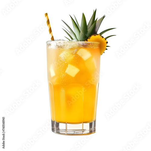 An Isolated Malibu and Pineapple Cocktail Drink, Transparent Background, PNG photo