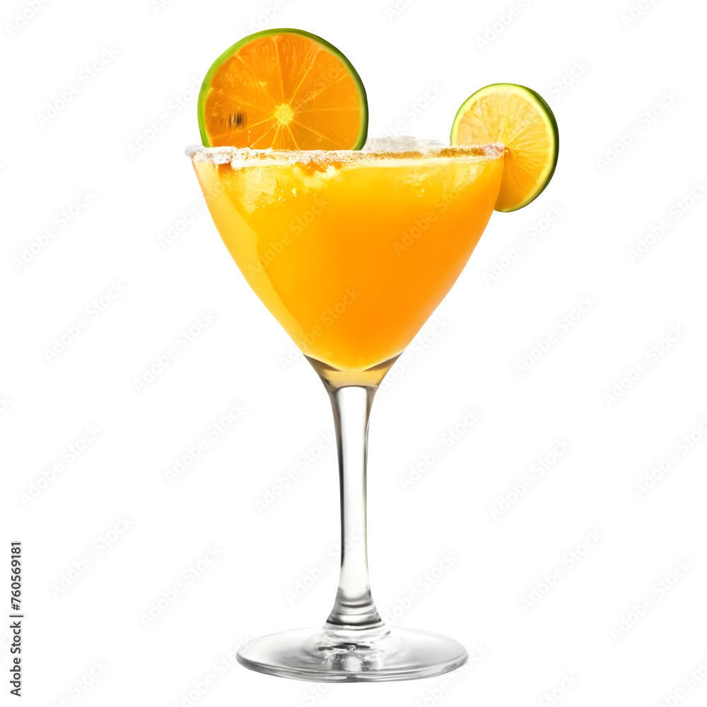 An Isolated Mango Margarita Cocktail Drink, Transparent Background, PNG