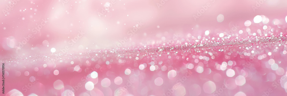 Pink glitter background with bokeh, pink circle brur bokeh background for valentine day or birthday party,  wedding invitation card, banner 