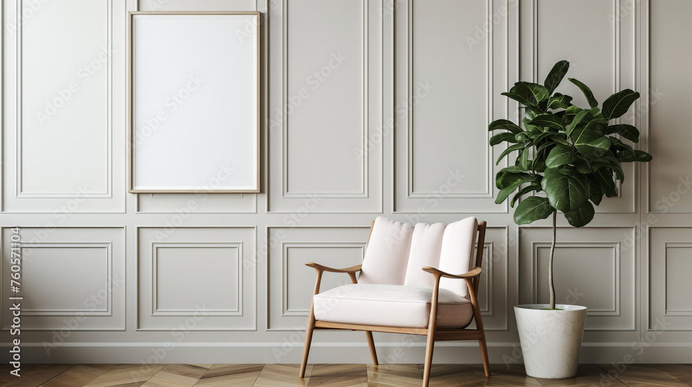a cozy armchair in the corner of a living room with large windows. a floor lamp stands next to the armchair and casts a warm light into the room. it's great summer weather outside with bright sunshine a cozy armchair in the corner of a living room with large windows. a floor lamp stands next to the armchair and casts a warm light into the room. it's great summer weather outside with bright sunshine