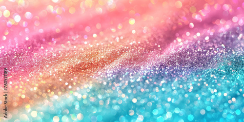 Colorful pastel glitter background with bokeh, pink blue and light green gradient, sparkles, Rainbow glitter, defocused light, stars, birthday, and particles.rainbow mermaid unicorn banner photo