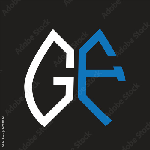 GF letter logo design on black background. GF creative initials letter logo concept. GF letter design.
 photo