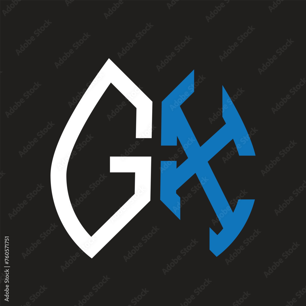 Obraz premium GX letter logo design on black background. GX creative initials letter logo concept. GX letter design.