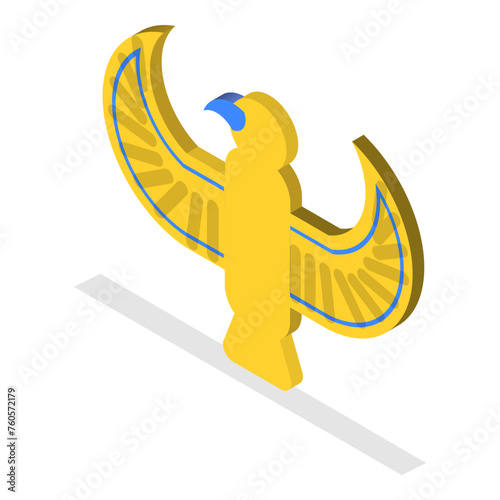 3D Isometric Flat Vector Set of Egypt Symbols, Old Civilization Archaeology Artifacts. Item 1