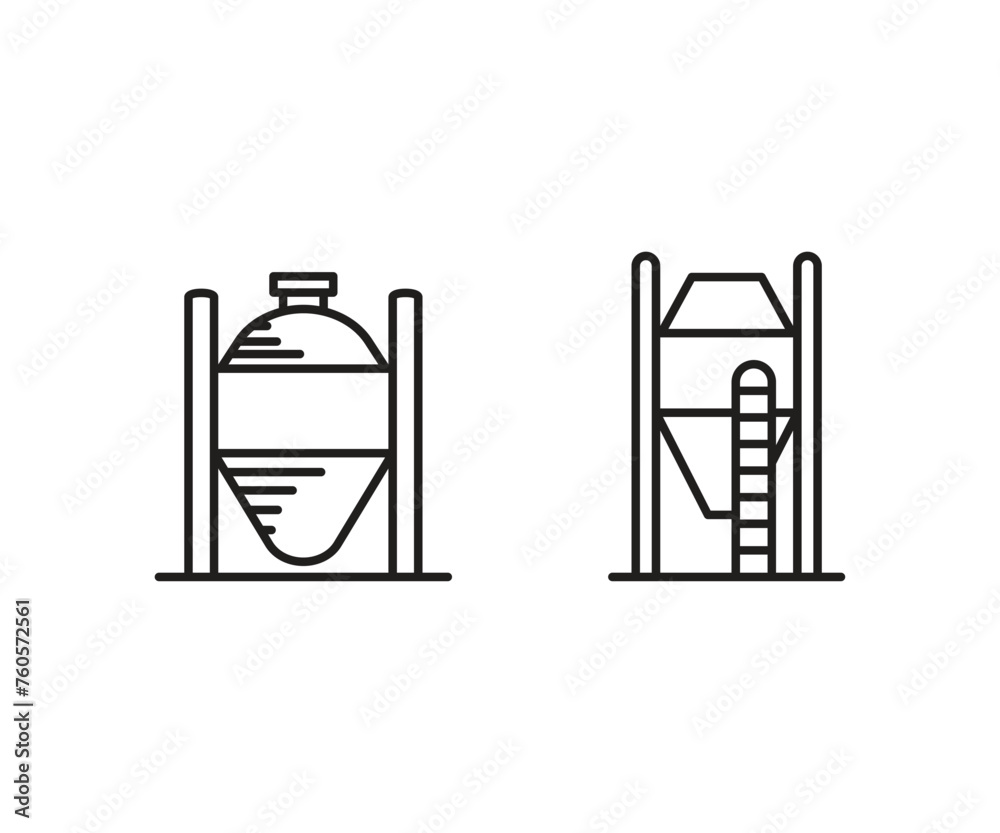 storage tank and silo line icons set vector illustration storage tank and silo line icons set vector illustration