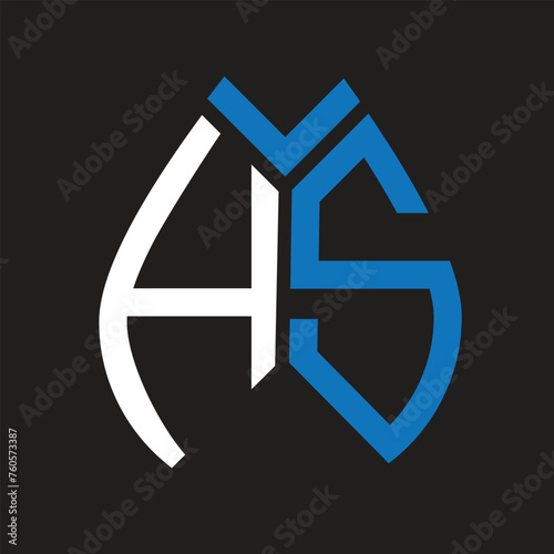 HS letter logo design on black background. HS creative initials letter logo concept. HS letter design.
 photo